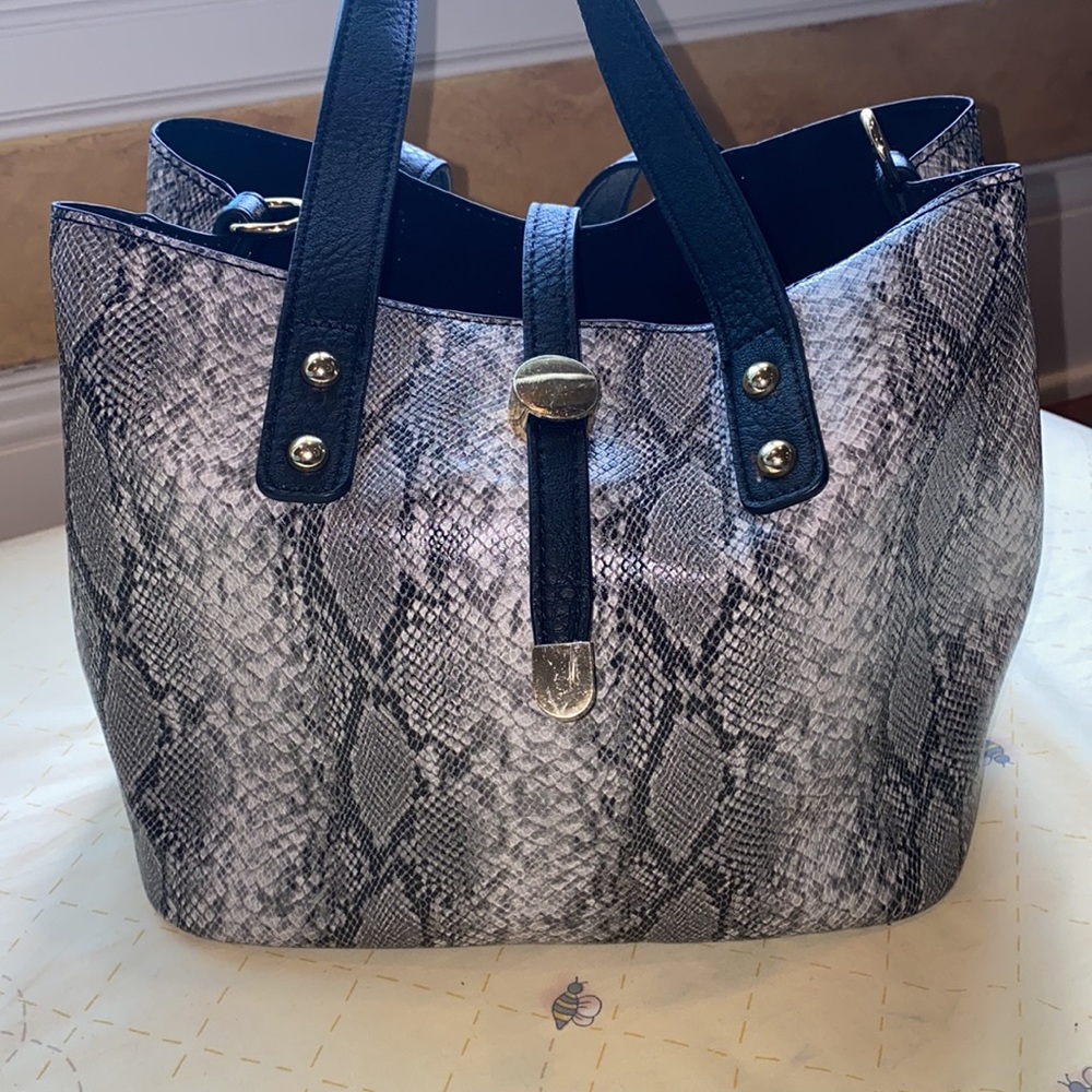 Charming Charlie Python Print Handbag With Remova… - image 2